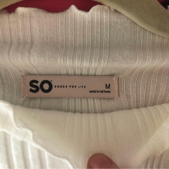 NWT. SO Ivory Cotton Knit Ribbed Mock Neck Skater Dress. Medium - Picture 8 of 8